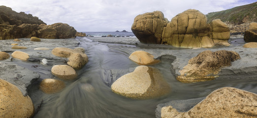 Beautiful beach landscape with soft pastel colors in morning lig