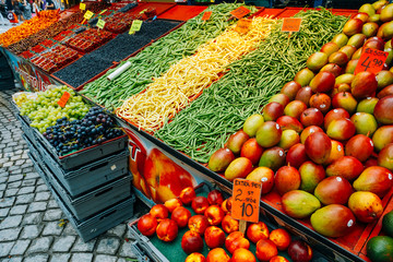 Trade fruits and vegetables food in local Hay Market Hotorget in