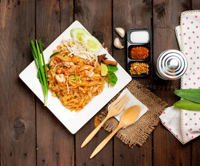Thailand style noodles, stir-fried rice noodles (Pad Thai) © showcake