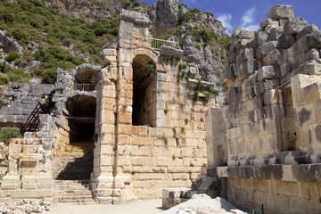 Fototapeta na wymiar Ruins of the ancient in Side, Turkey