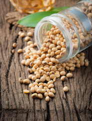 Soy beans in hessian bags