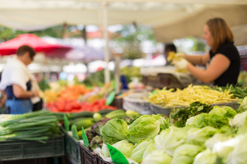 Farmers' market stall.