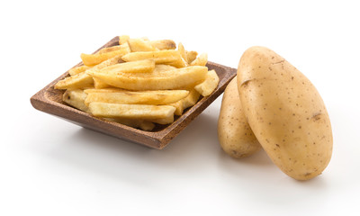 french fries on wood plate