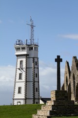 le phare de la pointe saint-Mathieu et les ruines de l'abbaye,bretagne,finistère