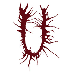 Dripping blood ink fonts the letter U.