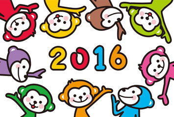 イラスト素材: 年賀状　申年　2016