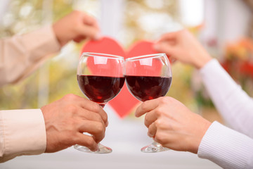 Pleasant couple drinking wine 