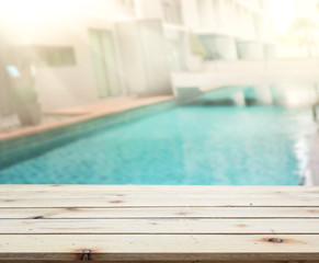 Wood Table Top Background And Pool