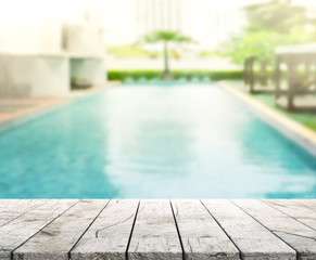 Wood Table Top Background And Pool