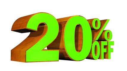20 percent off - 3D text on white background