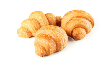 Tasty croissants isolated on a white
