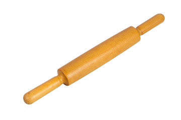 Wooden rolling pin isolated on white