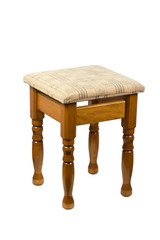 Wooden brown stool isolated on white