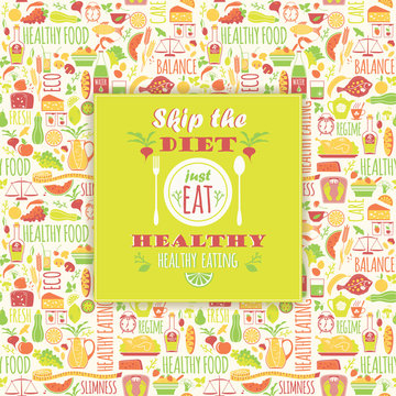 Healthy eating background with quote.