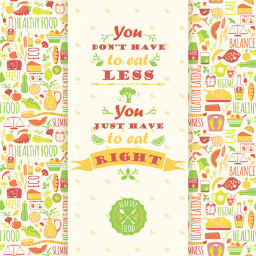 Healthy eating background with quote.