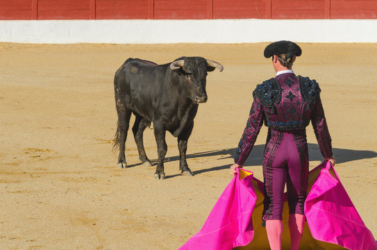 Bullfighter in front of the bull