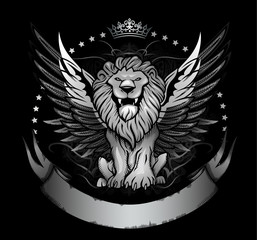 Fototapeta premium Winged Lion Front View Insignia