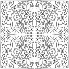 Obraz premium black and white seamless abstract geometric pattern of squares in a zentangle style, done by hand