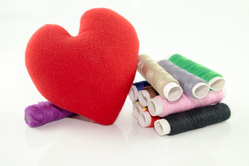 Red Heart with Sewing threads 