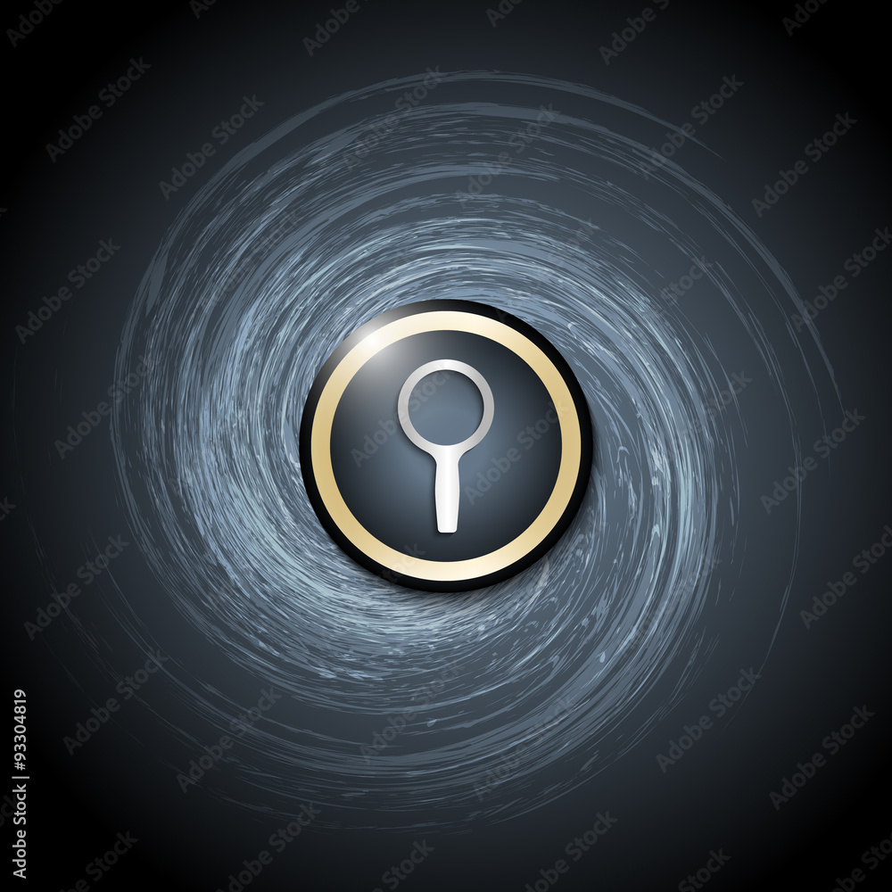 Poster dark background with abstract spirals and magnifier