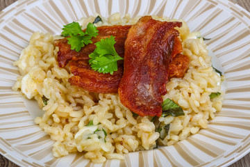 Risotto with mozzarella and bacon