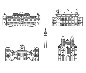 Naklejka premium Vienna black silhouette city skyline buildings vector icon