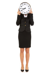 Businesswoman with clock - time concept