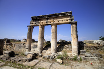 Fototapeta na wymiar Hierapolis, Turkey. Ancient tombs in the necropolis II - XIX century