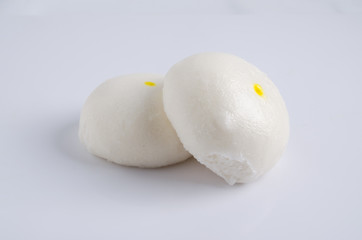 Salapao steamed Chinese bun isolated on white background.