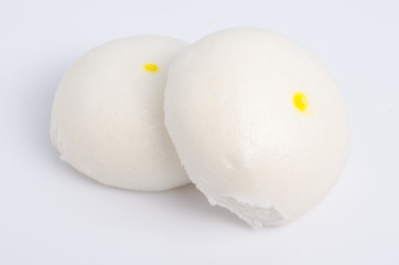 Salapao steamed Chinese bun isolated on white background.