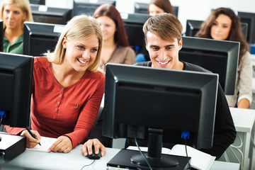 Students learning in computer lab