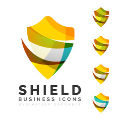 Set of protection shield logo concepts