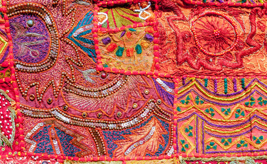 Indian patchwork carpet - obrazy, fototapety, plakaty