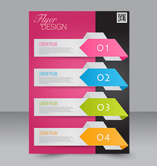 Flyer template. Business brochure. Editable A4 poster for design, education, presentation, website, magazine cover. Black and pink color.