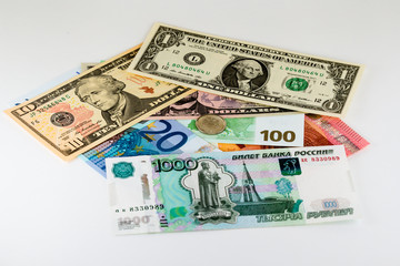 Рубль и доллары и евро - obrazy, fototapety, plakaty
