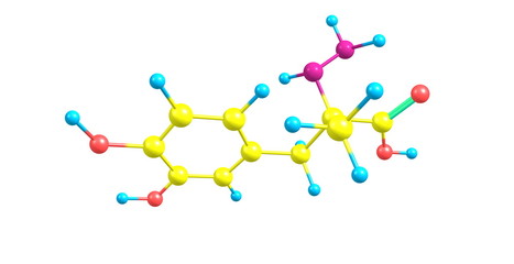 Carbidopa molecular structure isolated on white