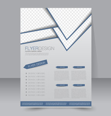 Flyer template. Business brochure. Editable A4 poster for design, education, presentation, website, magazine cover. Blue color.
