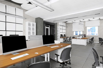 Empty office work place visualization 