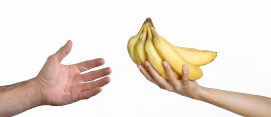 dando de comer a una persona banana.