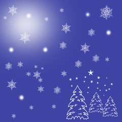 Naklejka na ściany i meble Bright lights and snowflakes background