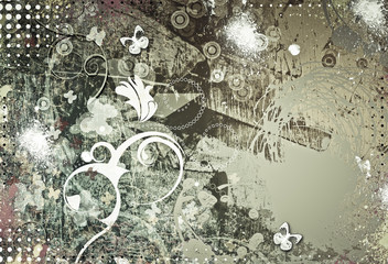 Grunge abstract textured mixed media collage, background or