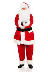 Full length Santa Claus with open hands