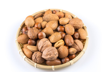 Mix nuts in wicker basket