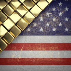 Fototapeta na wymiar golden background painted to US flag