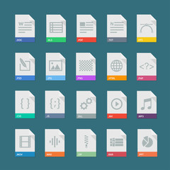 A set of flat icons of file formats