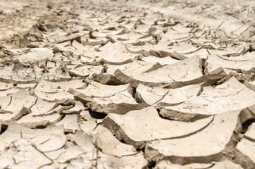 Dry soil during dry season. Drought period during summer season in july. 
