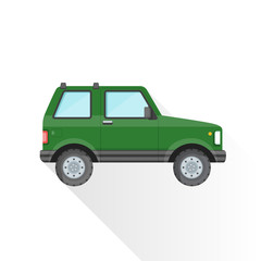 vector flat green off-road suv car body style illustration icon.