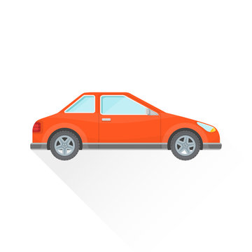 vector flat red coupe car body style illustration icon.