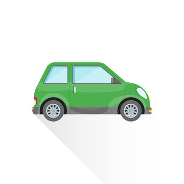 vector flat green compact city car body style illustration icon.