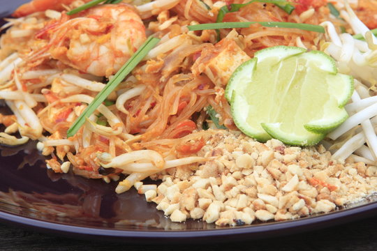 Thai food Pad thai , Thai style noodles.

